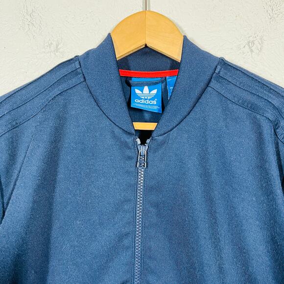 Adidas Originals Full Zip Jacket Long Sleeve Blue Athletic Track - L - Picture 4 of 7